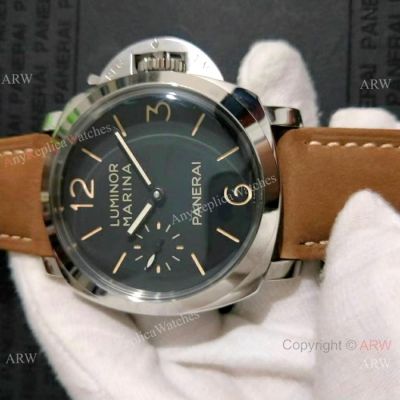 New Copy Panerai LUMINOR MARINA SS Brown Leather Strap Watch PAM422